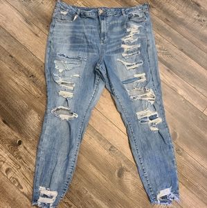 Distressed American Eagle Curvy High Rise Jeans